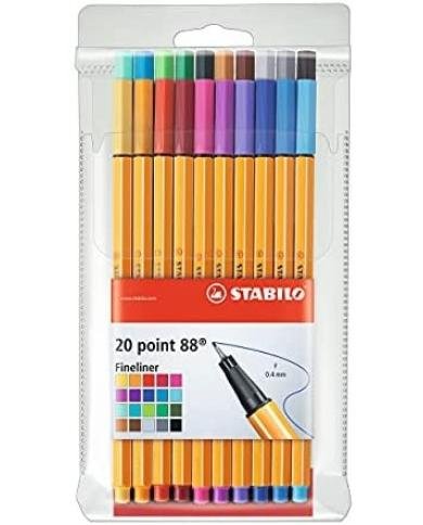 Feutres fins STABILO Point 88 – Pochette de 20 couleurs