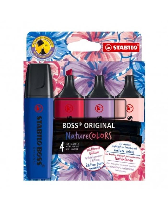 Set de 4 Surligneurs Boss Original Nature COLORS Wildflower - Stabilo