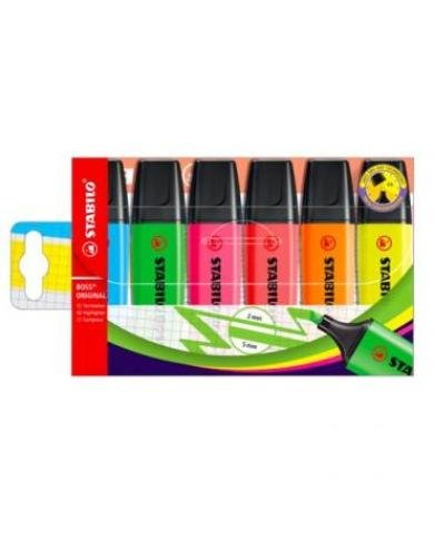 Stabilo Boss Pochette de 6 Surligneurs Pointe Biseautée assortis