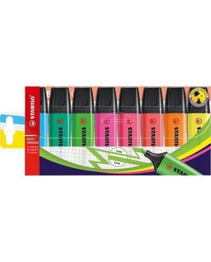 Stabilo Boss Pochette de 8 Surligneurs Pointe Biseautée assortis
