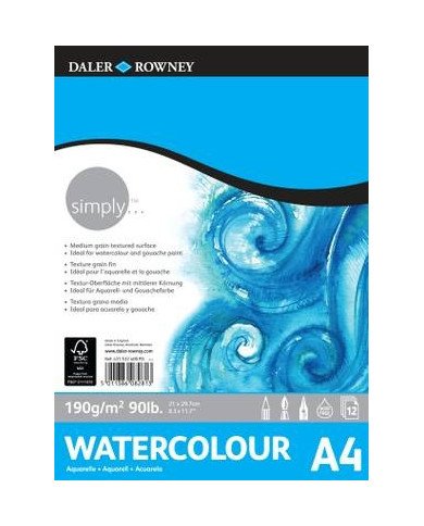 Le Libr'air - Bloc Papier Aquarelle A4 190G 12Feuilles - Daler Rowney - Tunisie