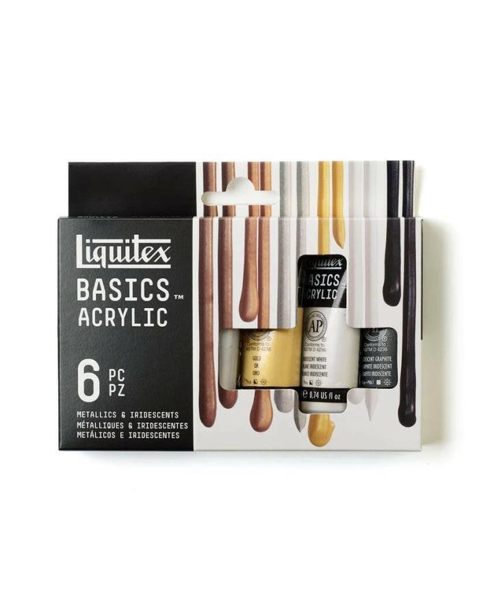 Peinture Acrylique Liquitex Basics Métallique – Set 6 x 22 ml