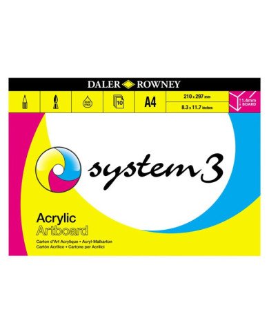 Le Libr'air - Bloc 10 Cartons D'art Acrylique A4 1.4MM System 3 - Daler Rowney - Tunisie