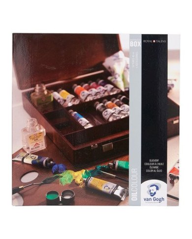 Le Libr'air - Set Inspiration Couleurs à l'huile Dans une Boîte en Bois, avec 14 Couleurs en Tubes de 40 ml + Accessoires - Van 