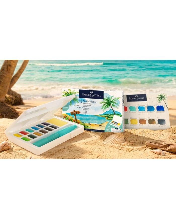 Aquarelles tropicales en godets Faber-Castell Set de 12 + pinceau