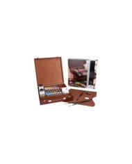 Le Libr'air - Set Inspiration Couleurs à l'huile Dans une Boîte en Bois, avec 14 Couleurs en Tubes de 40 ml + Accessoires - Van 