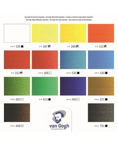 Le Libr'air - Set Inspiration Couleurs à l'huile Dans une Boîte en Bois, avec 14 Couleurs en Tubes de 40 ml + Accessoires - Van 