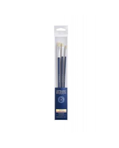 Lot de Pinceaux pour l'Huile en Soies de Porc (Plat Long N°4/8/12) Lefranc Bourgeois
