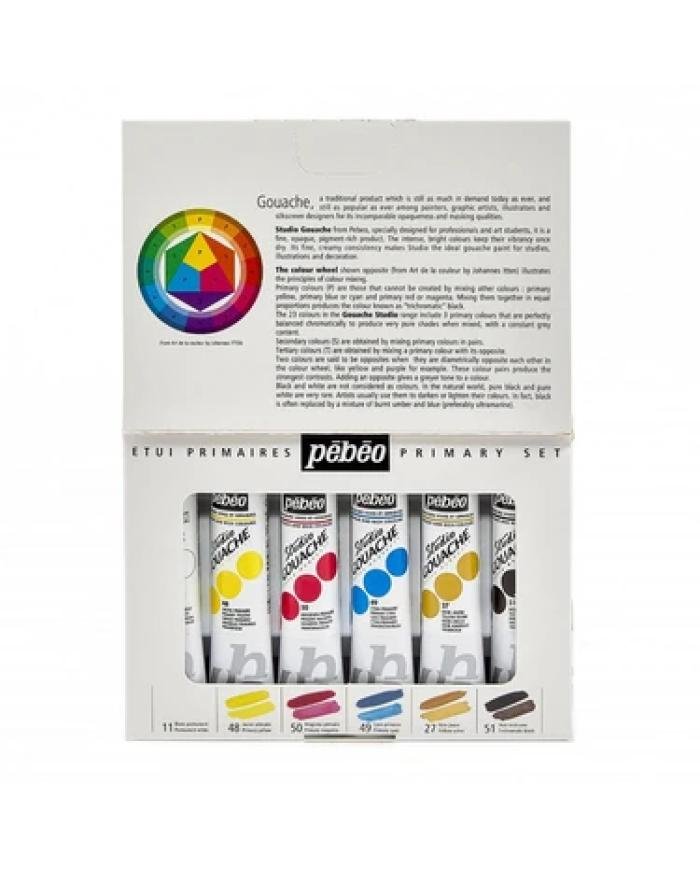 Etui de 6 Tubes de Gouache couleurs primaires PEBEO