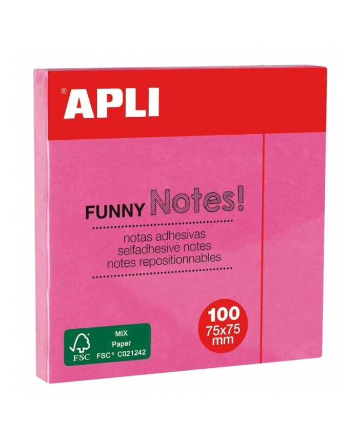 Le Libr'air - Bloc-Notes adhésif Rose Fluo 75x75 mm - Apli - Tunisie