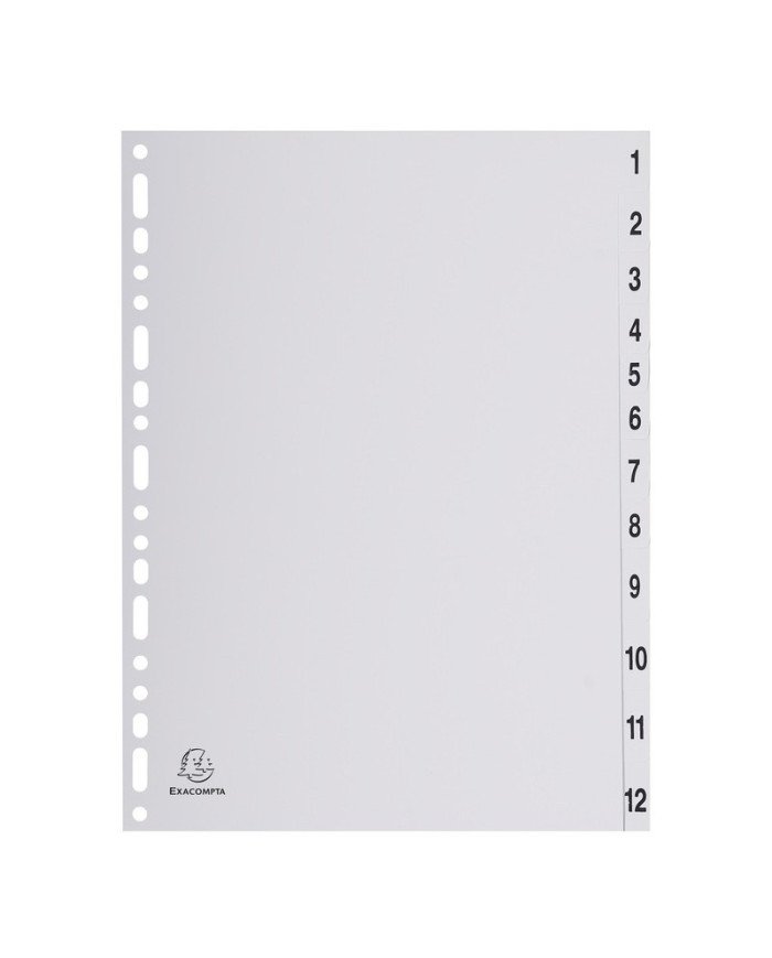 Le Libr'air - Intercalaires Numériques en PolyPro Gris 12 Positions A4 - Exacompta - Tunisie