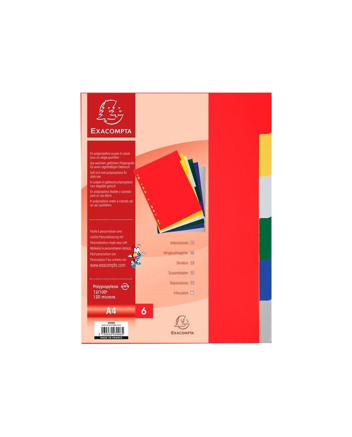 Le Libr'air - Intercalaires Polypropylène Souple 6 Positions A4 Couleurs Assorties - Exacompta - Tunisie