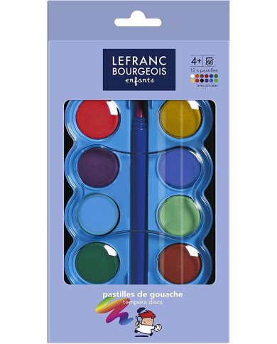 Le Libr'air - Boite De Gouache 12 Pastilles De 30mm + 1 Pinceau Lefranc & Bourgeois - Tunisie