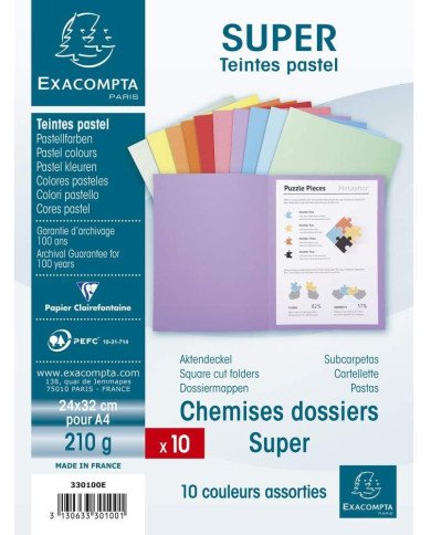 Le Libr'air - Paquet 100 Chemises Super 160G - 24X32CM Couleurs Assorties Exacompta - Tunisie