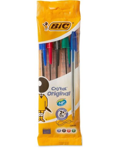 Le Libr'air - Pochette 4 Stylos à Bille BIC Cristal - Tunisie Le Libr'air - Pochette 4 Stylos à Bille BIC Cristal - Tunisie