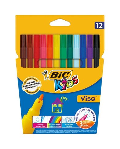 Le Libr'air - Pochette De 12 Feutres De Coloriage - Visa - Pointe fine - Bic Kids - Tunisie