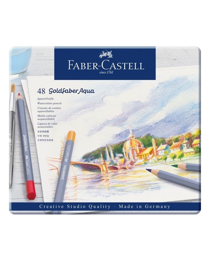 Le Libr'air - Boîte métal de 48 crayons aquarellables Goldfaber Aqua - Faber Castell - Tunisie