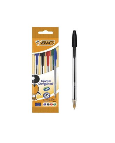 Pochette 4 Stylos à Bille BIC Cristal Pochette 4 Stylos à Bille BIC Cristal
