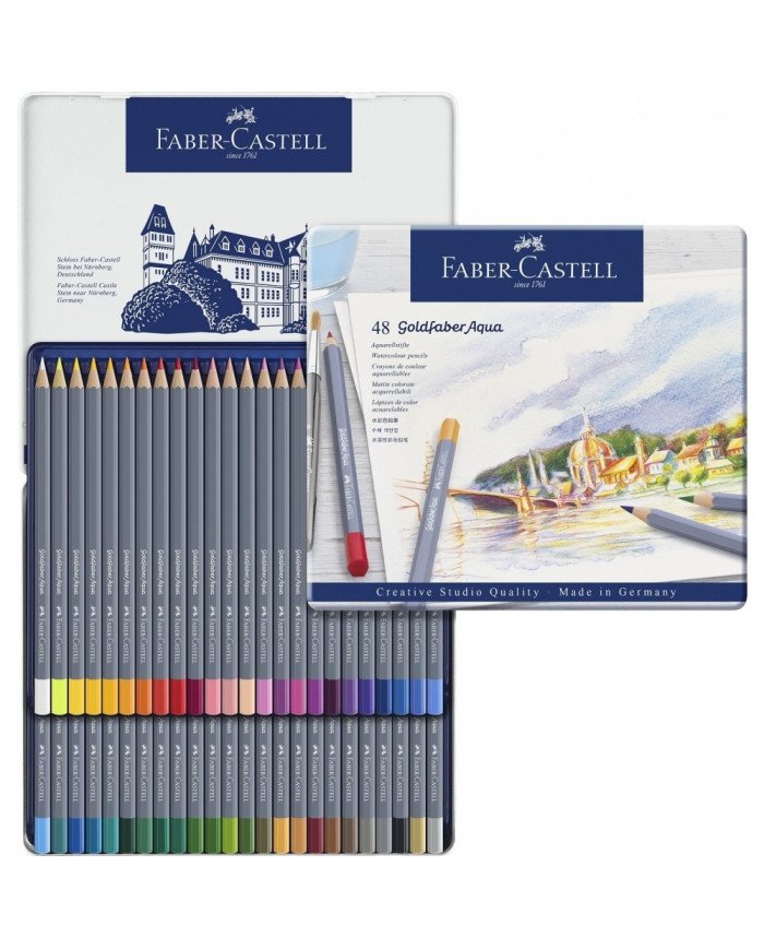Le Libr'air - Boîte métal de 48 crayons aquarellables Goldfaber Aqua - Faber Castell - Tunisie