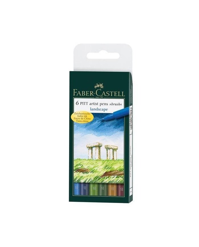 Pochette 6 feutres Pitt Couleurs Paysage - Faber Castell