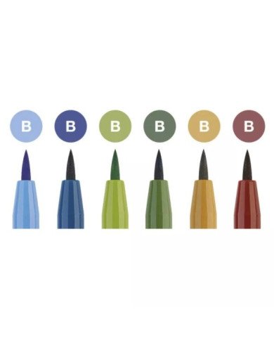Pochette 6 feutres Pitt Couleurs Paysage - Faber Castell Pochette 6 feutres Pitt Couleurs Paysage - Faber Castell