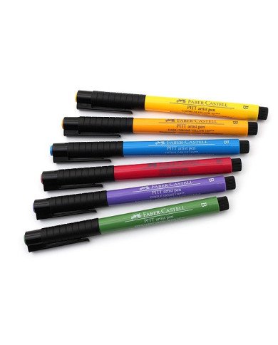 Pochette 6 feutres Pitt Couleurs Basiques - Faber Castell Pochette 6 feutres Pitt Couleurs Basiques - Faber Castell