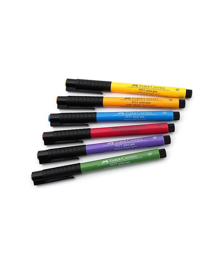 Pochette 6 feutres Pitt Couleurs Basiques - Faber Castell