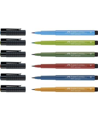 Pochette 6 feutres Pitt Couleurs Paysage - Faber Castell Pochette 6 feutres Pitt Couleurs Paysage - Faber Castell