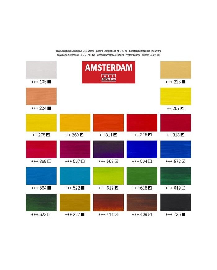 Set d’acryliques série Standard 24 x 20 ml - Amsterdam