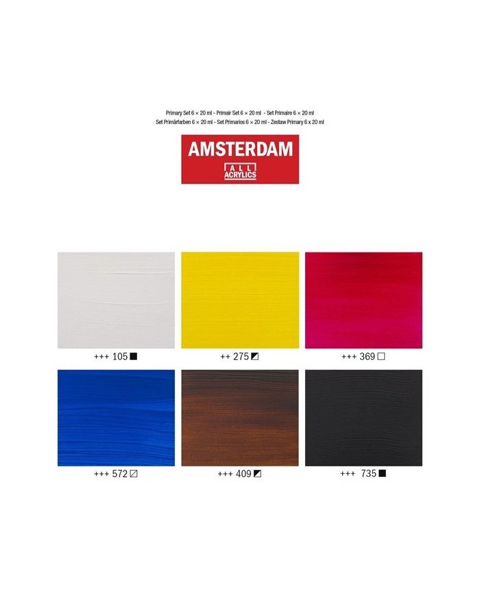 Set d’acryliques série Standard 6 x 20 ml - Amsterdam Set d’acryliques série Standard 6 x 20 ml - Amsterdam