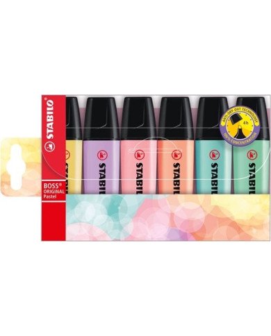 Stabilo Boss Pochette de 6 Surligneurs -Pastel- Pointe Biseautée assortis Stabilo Boss Pochette de 6 Surligneurs -Pastel- Pointe Biseautée assortis