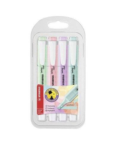 Pochette De 4 Surligneurs Stabilo Swing Cool Pastel
