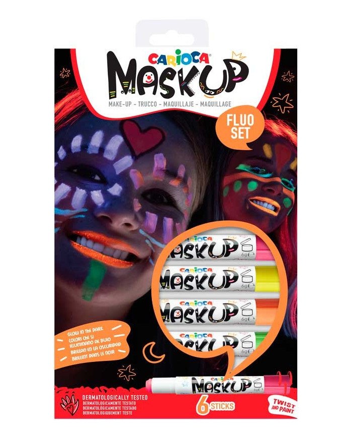Boite 6 Bâtons De Maquillage Mask Up Néon CARIOCA Boite 6 Bâtons De Maquillage Mask Up Néon CARIOCA