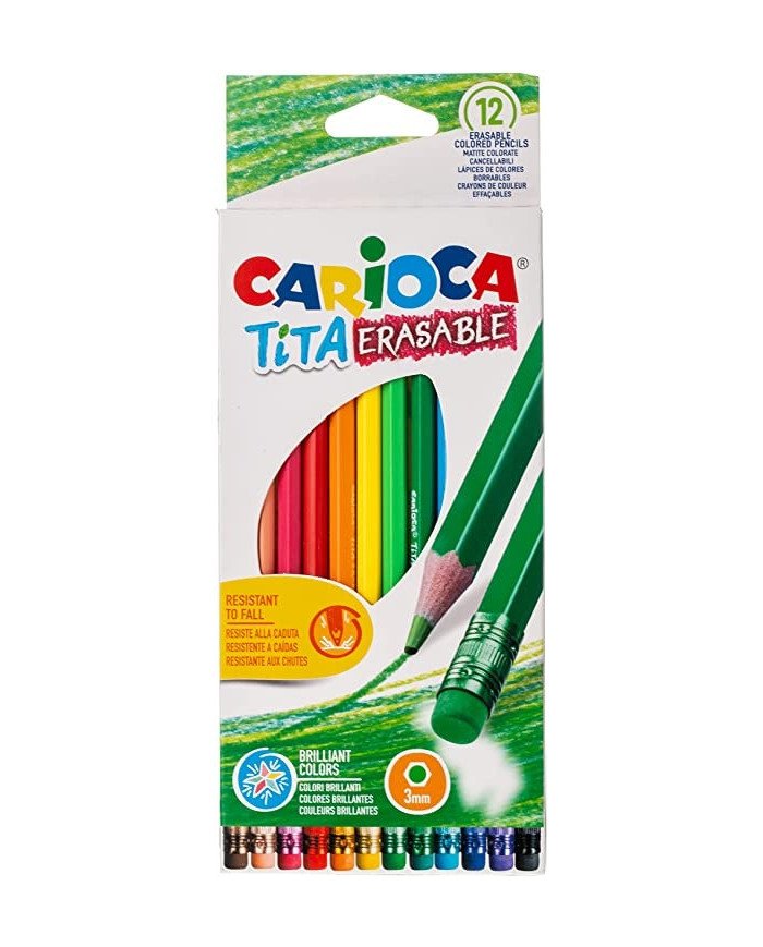 Boite 12 Crayons De Couleur TITA Effaçables CARIOCA