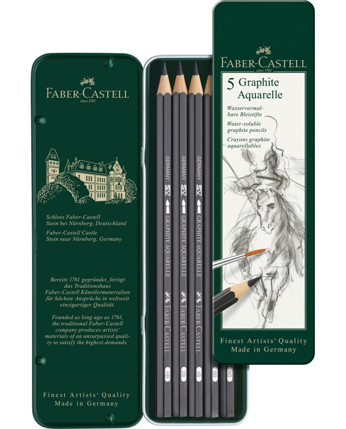 Le Libr'air - Crayon Graphite Aquarelle, boîte de 5 - Faber Castell - Tunisie