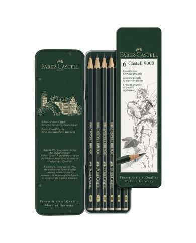 Le Libr'air - Crayon graphite Castell 9000, boîte de 6 - Faber Castell - Tunisie Le Libr'air - Crayon graphite Castell 9000, boîte de 6 - Faber Castell - Tunisie