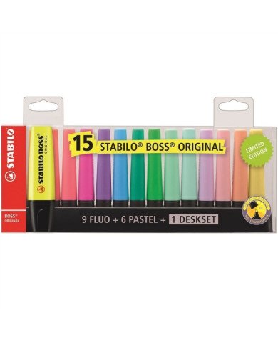 Set De 15 Surligneurs STABILO BOSS + 1 deskset