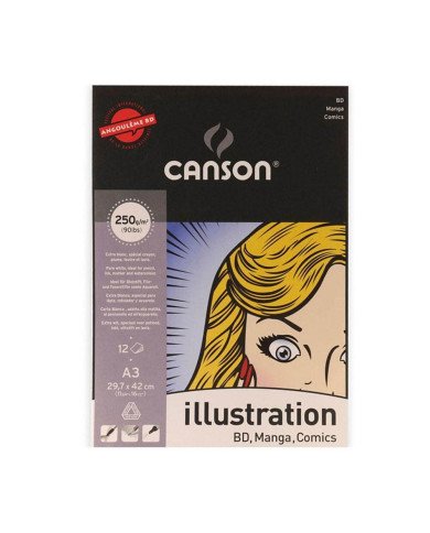 Bloc De Papier Illustration BD 250 g/m² - 29,7 x 42 CM A3 CANSON Bloc De Papier Illustration BD 250 g/m² - 29,7 x 42 CM A3 CANSON