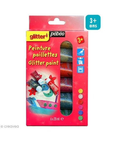 Kit Découverte Peinture Glitter 6 Tubes 20 ML PEBEO