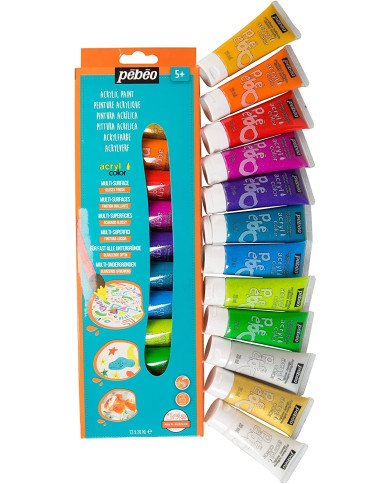 Kit Acrylique Couleurs Pailletées 12*20ML PEBEO Kit Acrylique Couleurs Pailletées 12*20ML PEBEO