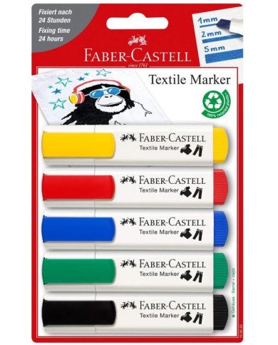 Blister De 5 Marqueurs Pour Tissu Faber Castell Blister De 5 Marqueurs Pour Tissu Faber Castell