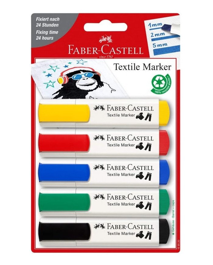Blister De 5 Marqueurs Pour Tissu Faber Castell