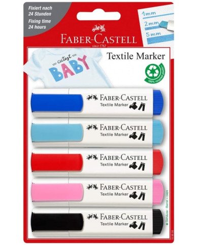 Blister De 5 Marqueurs Pour Tissu Faber Castell Blister De 5 Marqueurs Pour Tissu Faber Castell