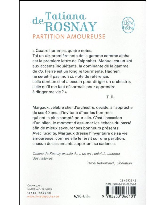 Partition amoureuse - Tatiana de Rosnay