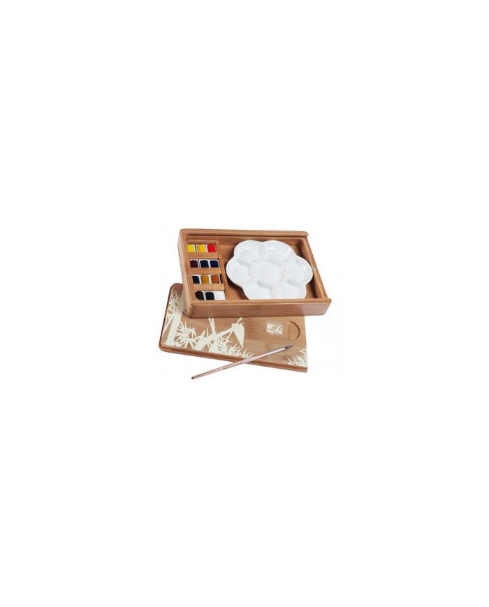 Coffret Aquarelle Fine - 12 1/2 Godets Bambou Naturel