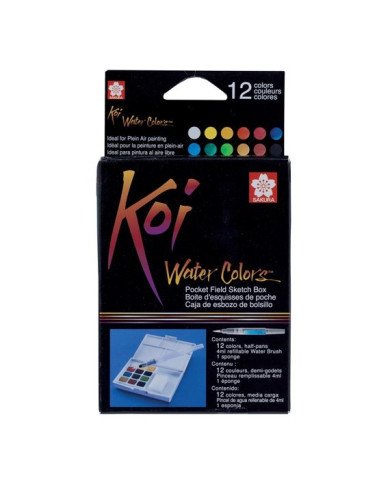 SAKURA KOI Kit De Peinture Aquarelle De Poche -12 Couleurs