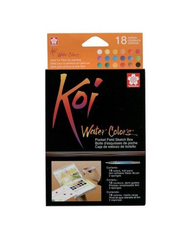 SAKURA KOI Kit De Peinture Aquarelle de Poche - 18 Couleurs