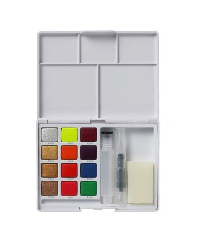 SAKURA KOI Kit De Peinture Aquarelle de Poche - 12 Couleurs Métallisées/Fluorescentes