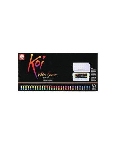 SAKURA KOI Boite de Peinture Aquarelle - 60 Couleurs
