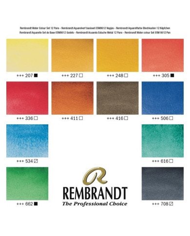 Aquarelle Extra Fine REMBRANDT 12 Couleurs + Pinceau